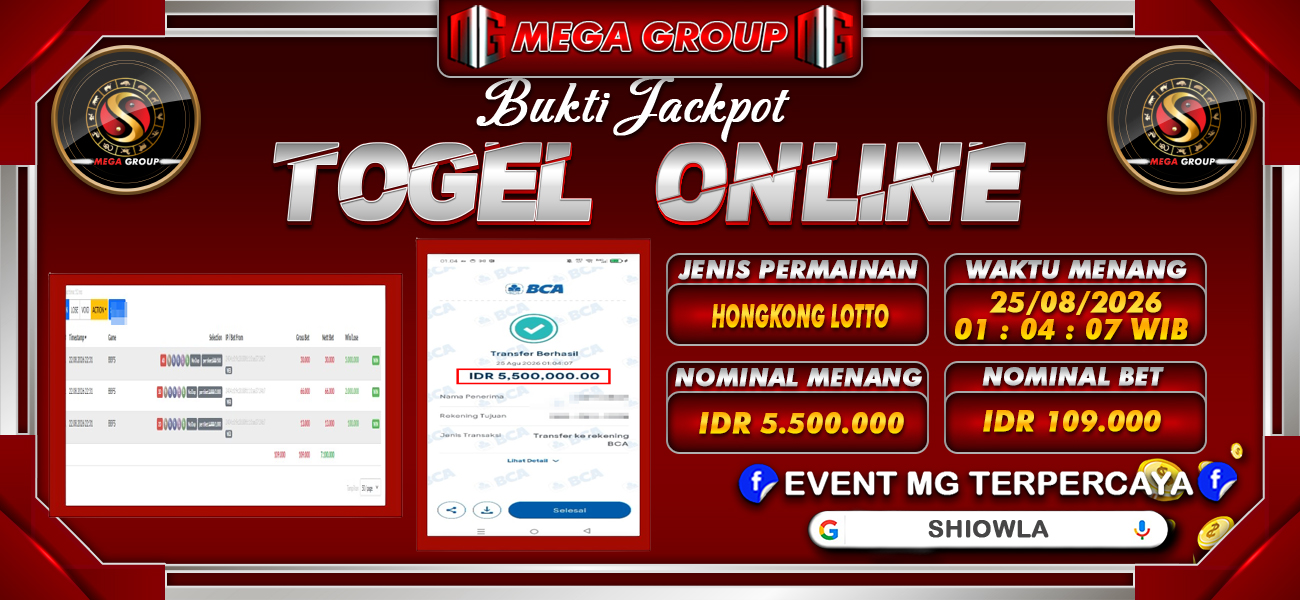 Bukti JP situs Shiowla hari Selasa, 25 Agustus 2026