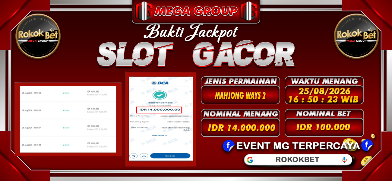 Bukti JP situs Rokokbet hari Selasa, 25 Agustus 2026