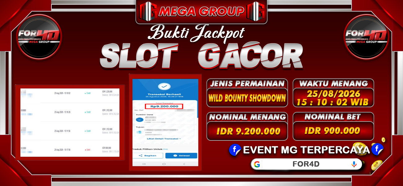 Bukti JP situs For4D hari Selasa, 25 Agustus 2026