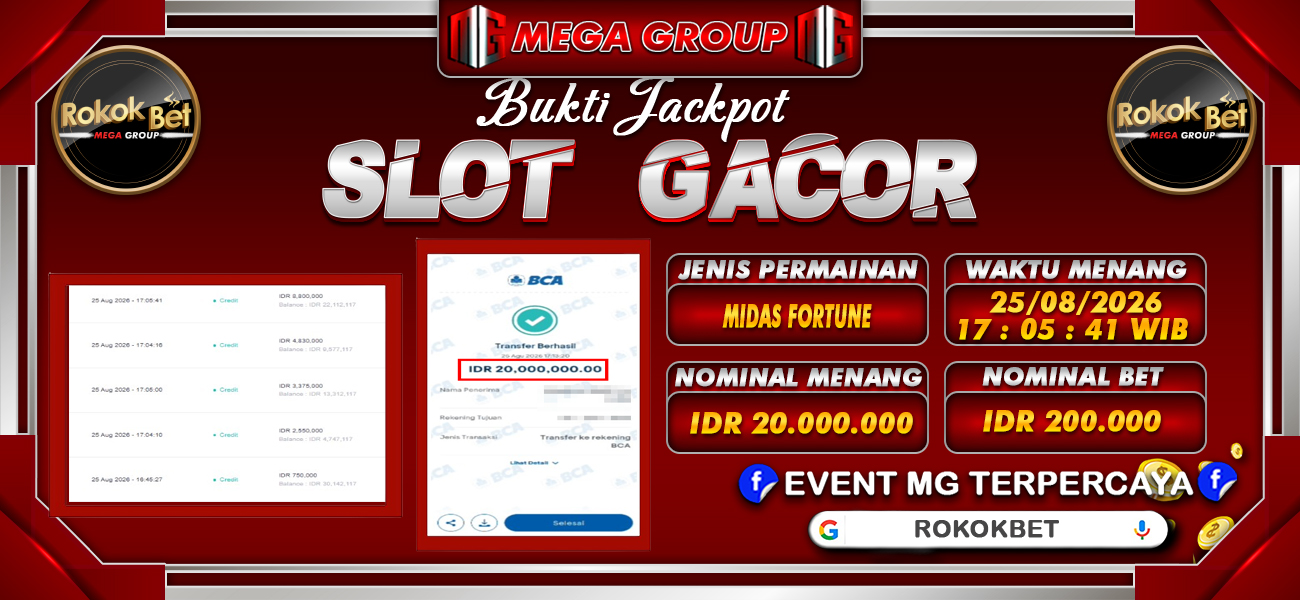 Bukti JP situs Rokokbet hari Selasa, 25 Agustus 2026