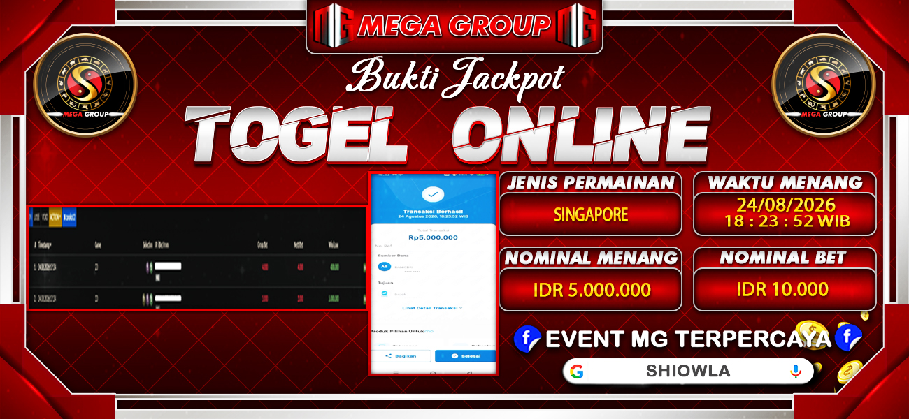 Bukti JP situs Shiowla hari Senin, 24 Agustus 2026