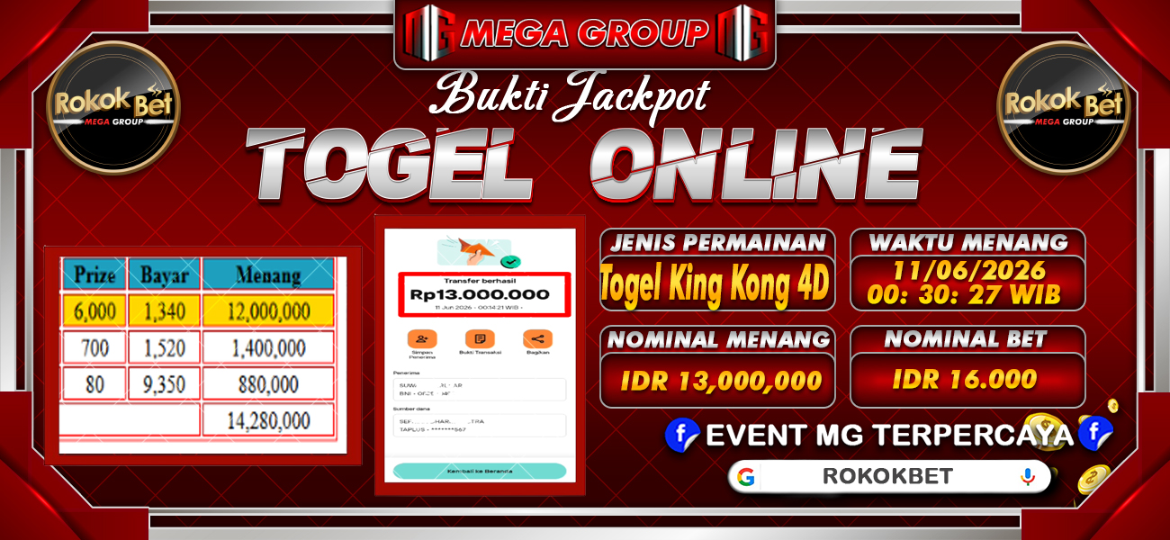 Bukti JP situs Rokokbet hari Kamis, 11 Juni 2026